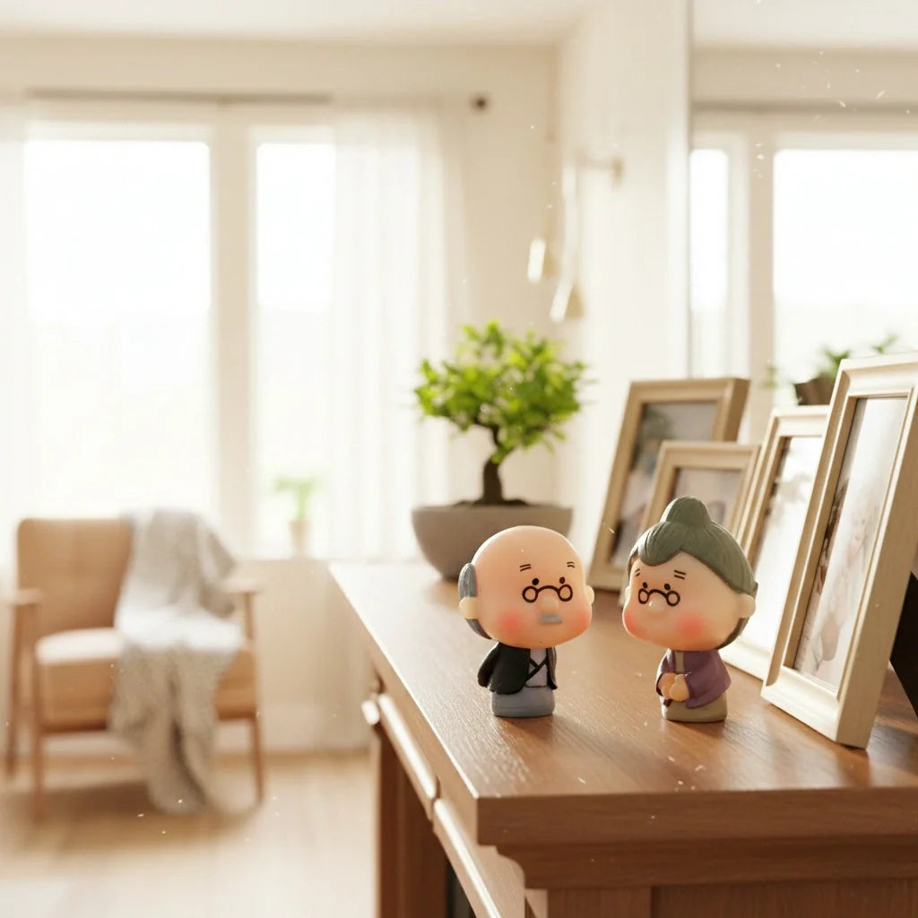 Miniature Old Couple Grandparents Assorted (Small) displayed indoors on a table