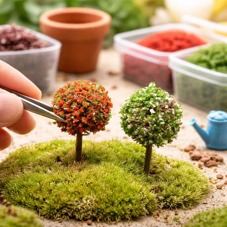 Two Miniature Trees Assorted used in DIY crafting.