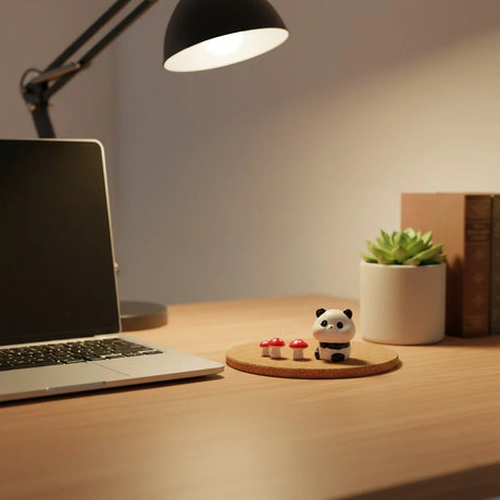 Miniature Panda Assorted (1Pc) placed on a wooden desk.