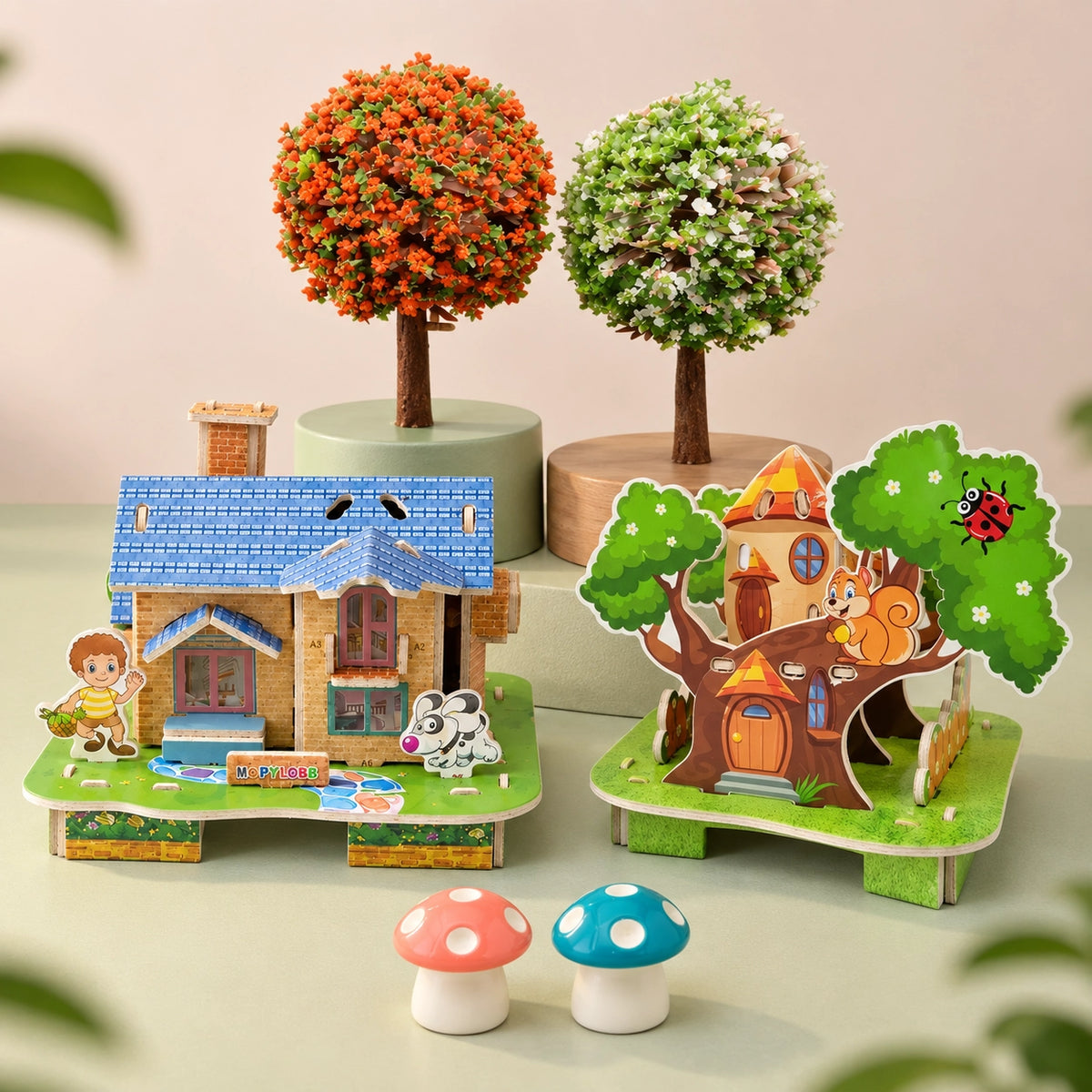 3D Architectural Model Puzzles + Botanical Scenery