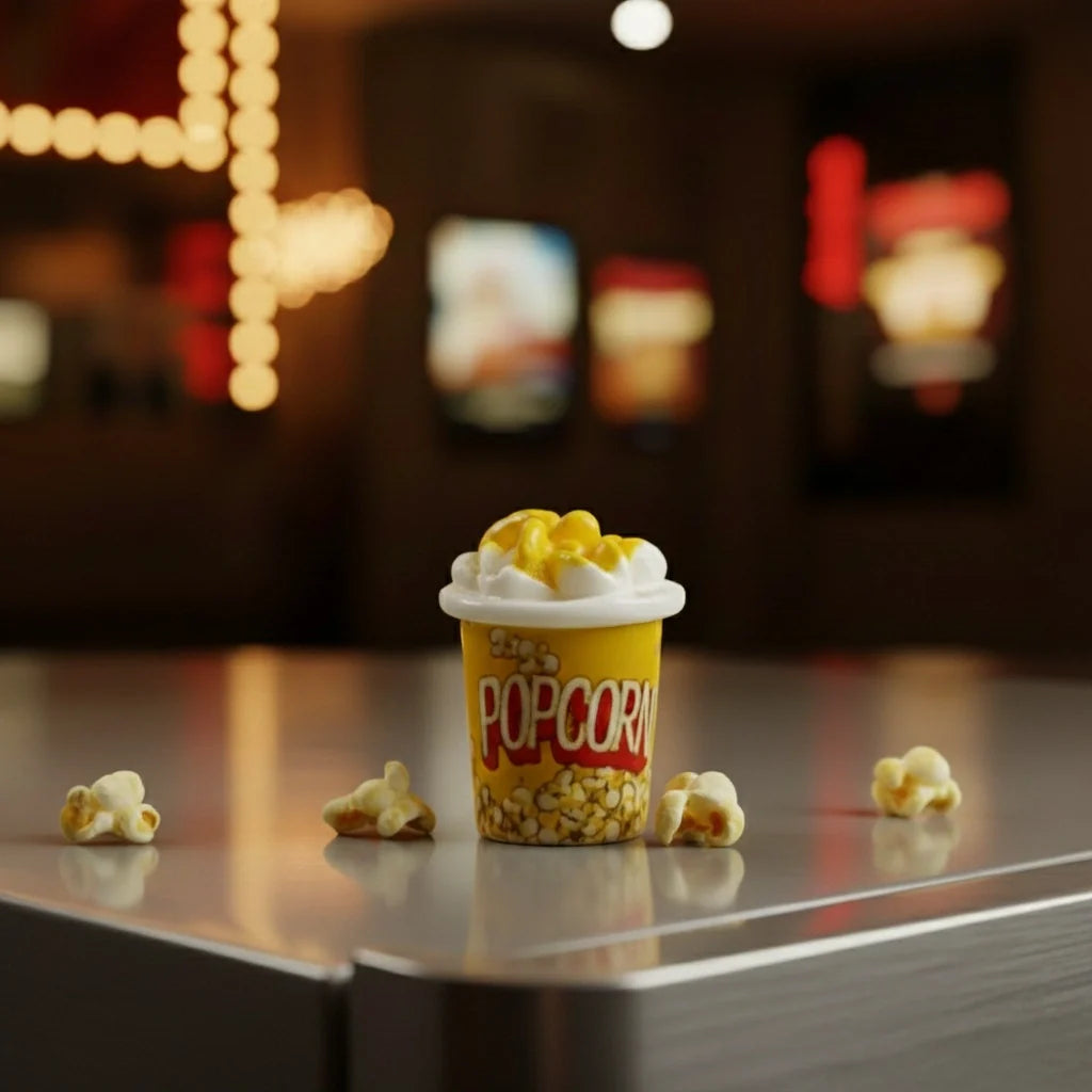 Miniature Popcorn Bucket (1pc) with the movie theatre background.