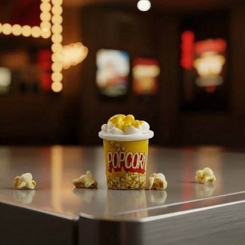 Miniature Popcorn Bucket (1pc) with the movie theatre background.