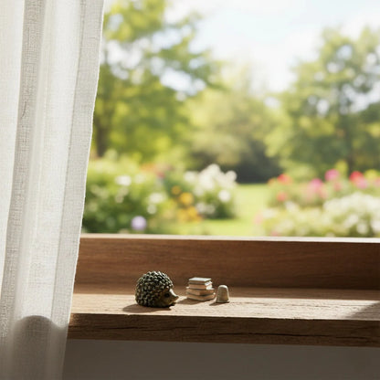Miniature Porcupine Long Nose on the side of the open window.