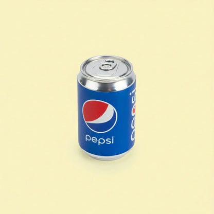 Miniature Dollhouse Soda Can (1pc) on the orange background.