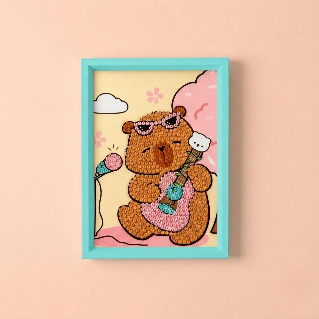 Cute Rockstar Bear Diamond Painting Kit (1Pc)