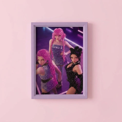 Neon Fashion Girl Trio Diamond Painting Kit (1Pc)
