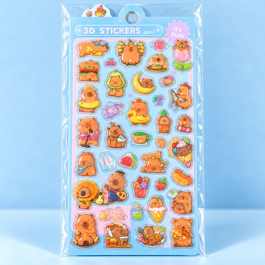 Cute Capybara 3D Stickersheet
