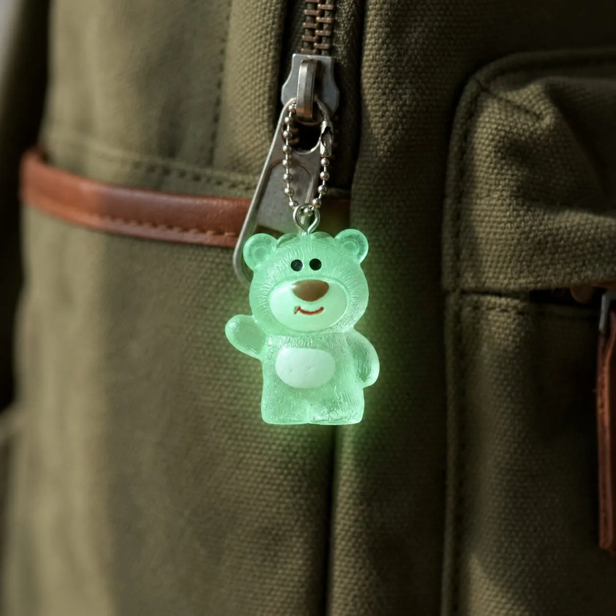 Miniature Glow Pink Bear Assorted (1pc) glowing as a decorative bag charm