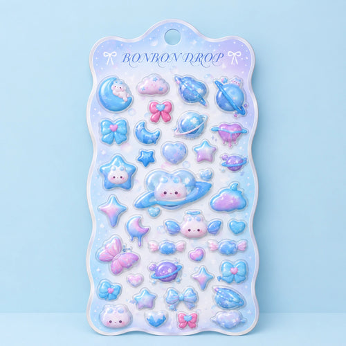 Blue Bunny Galaxy 3D Stickersheet