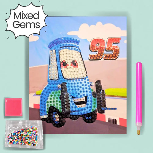 Blue Car Diamond Painting Kit Assorted Gems (1pc)