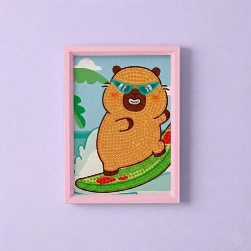 Beach Surfing Bear Diamond Painting Kit (1pc)