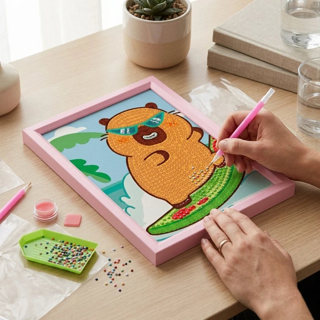 Beach Surfing Bear Diamond Painting Kit (1pc)