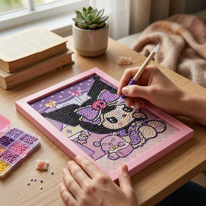 Kuromi Cozy Teddy Room Diamond Painting Kit (1pc)