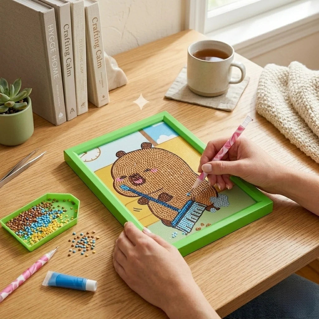Happy Sweeping Bear Diamond Painting Kit (1pc)