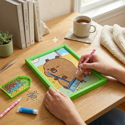 Happy Sweeping Bear Diamond Painting Kit (1pc)