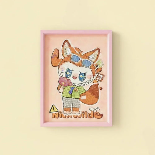 Labubu Rebel Diamond Art Painting Kit (1Pc) on the light background.