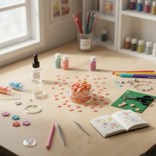 Miniature Polymer Clay Pink Orange (10pcs)