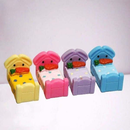 Miniature Toy Bed Assorted (1Pc) displayed in assorted colors on a white background.