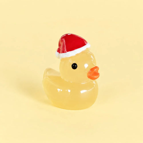 Miniature Glow Christmas Hat Duck Assorted (1pc) displayed on a light yellow background