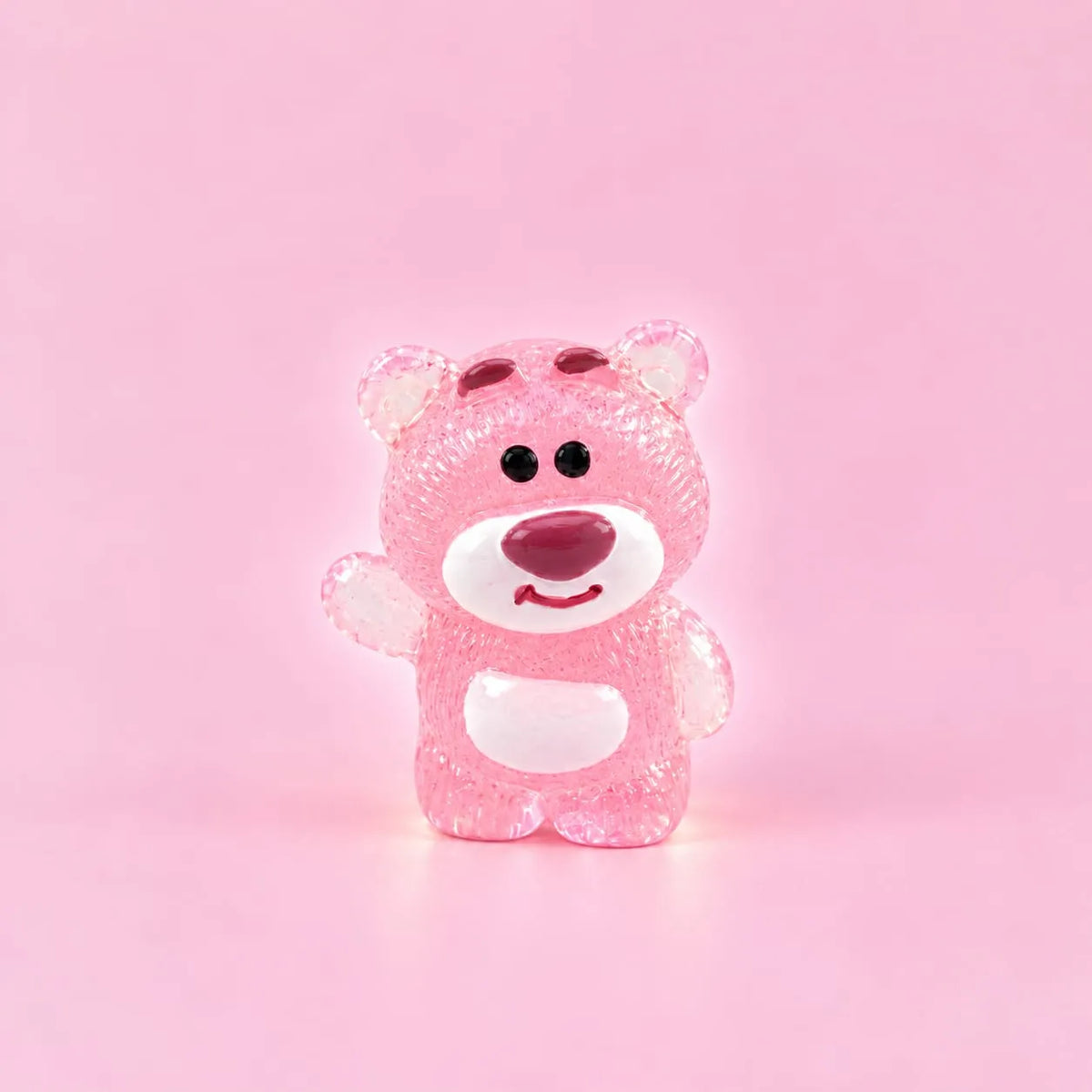 Miniature Glow Pink Bear Assorted (1pc) displayed on a pink background