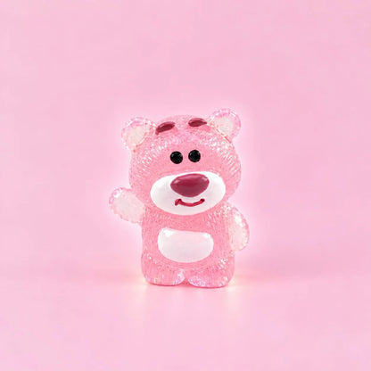 Miniature Glow Pink Bear Assorted (1pc) displayed on a pink background