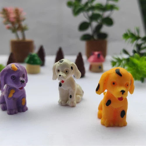 A cute Miniature Puppy on a white floor with blur background.