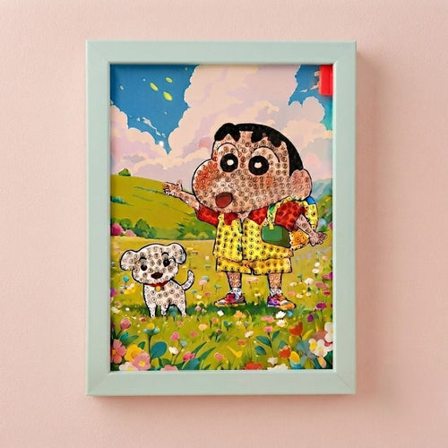 Shinchan & Puppy Walk Diamond Painting Kit (1Pc)