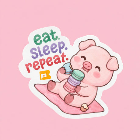 Eat Sleep Repeat Piggy Laminated Sticker (1pc)